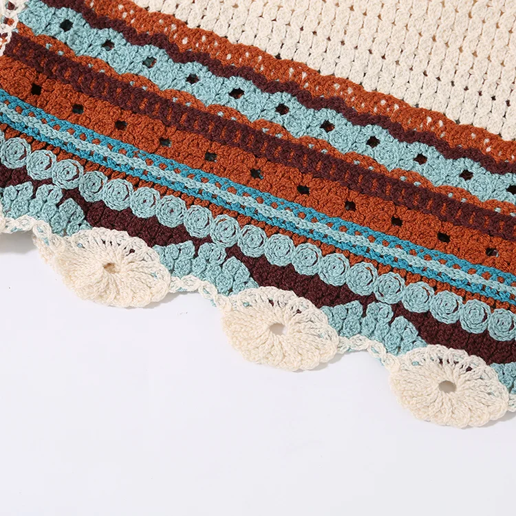 Striped Boho Crochet Knit Crop Top - FM0102000149