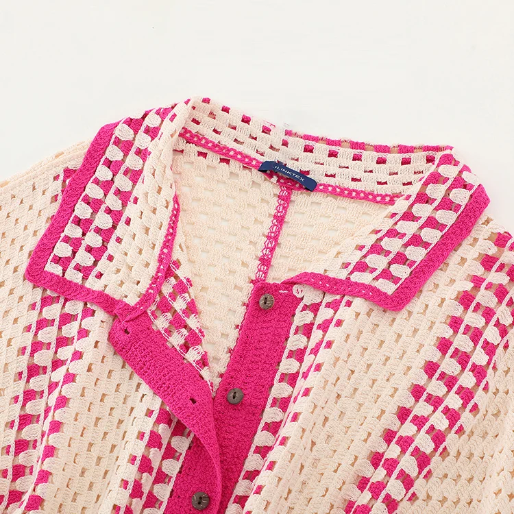 Graphic Trim Crochet Tunic Shirt - FM0102000151