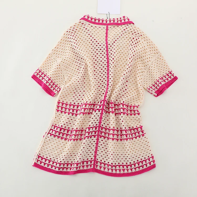 Graphic Trim Crochet Tunic Shirt - FM0102000151