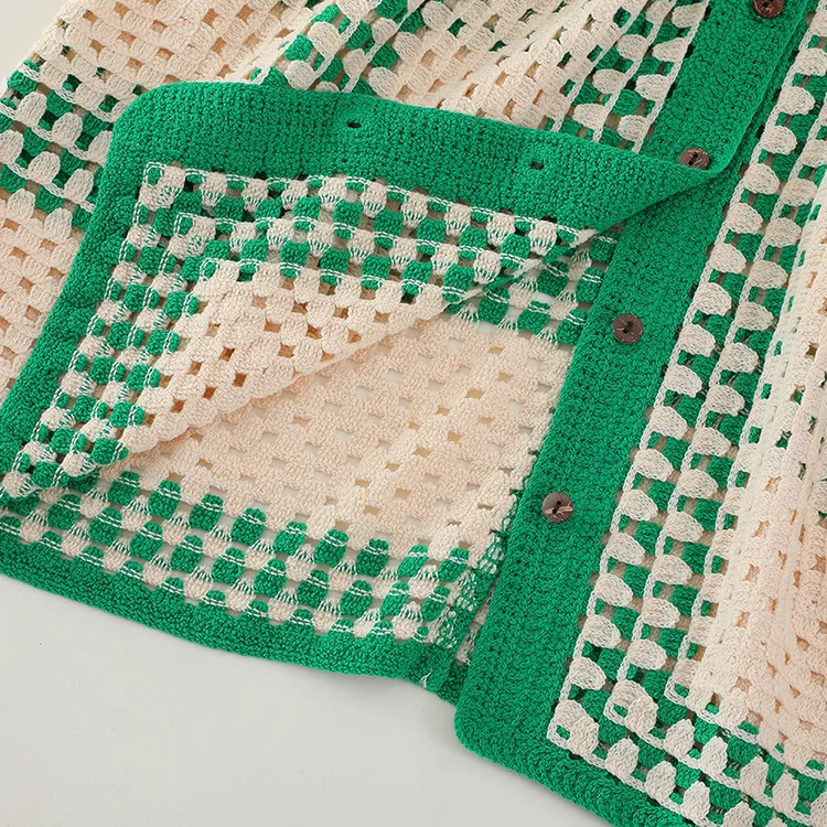 Openwork Crochet Resort Polo Shirt - FM0102000151