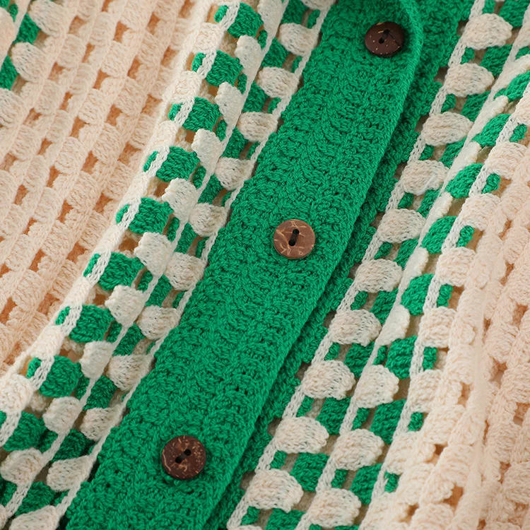 Openwork Crochet Resort Polo Shirt - FM0102000151