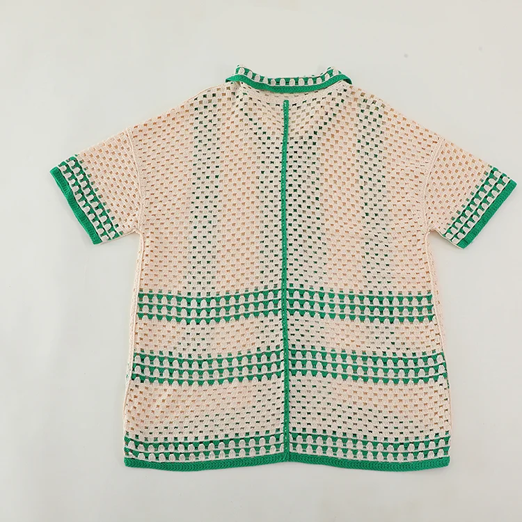 Openwork Crochet Resort Polo Shirt - FM0102000151
