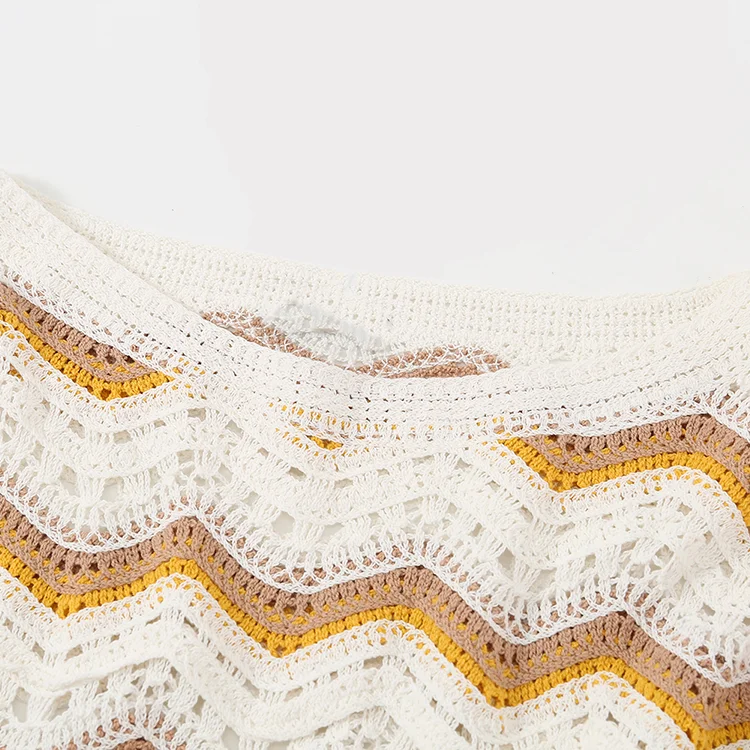 Chevron Crochet Crop Sweater - FM0102000153