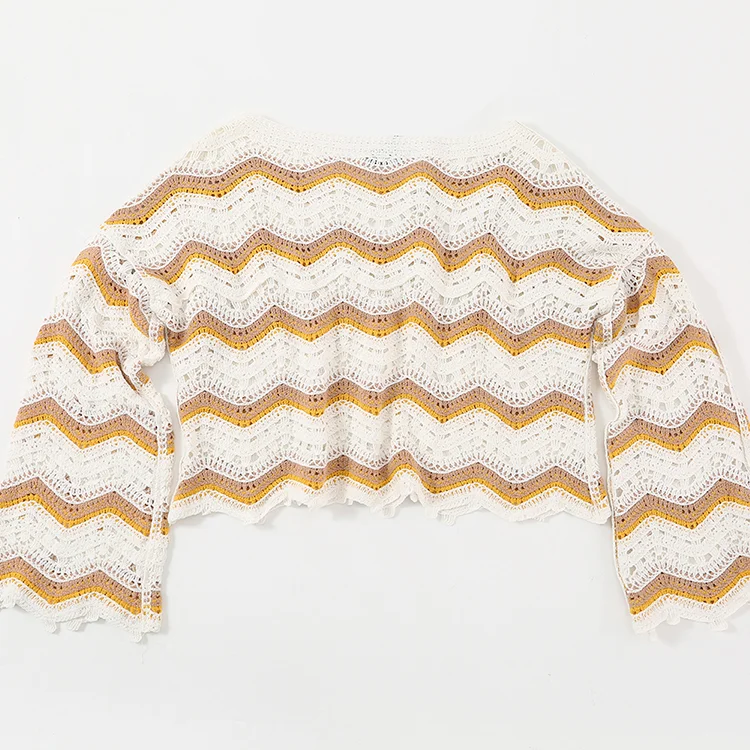 Chevron Crochet Crop Sweater - FM0102000153