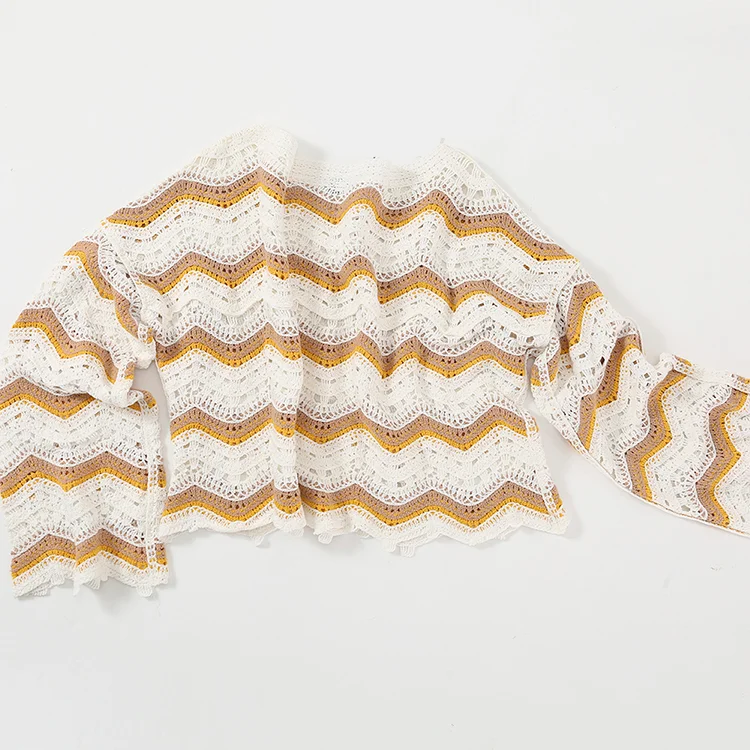 Chevron Crochet Crop Sweater - FM0102000153