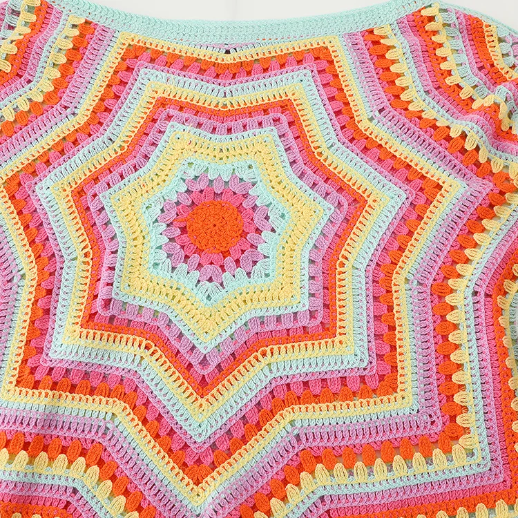 Geo Stripe Crochet Knit Crop Top - FM0102000155