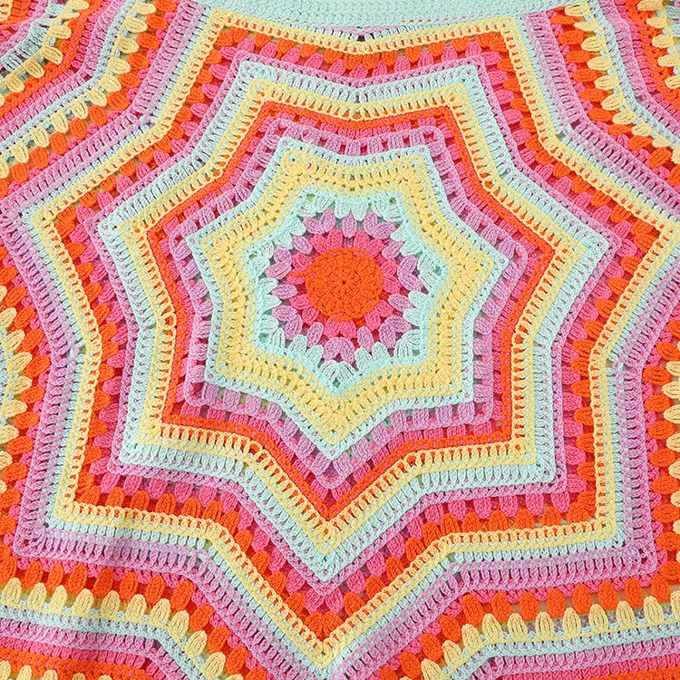 Geo Stripe Crochet Knit Crop Top - FM0102000155