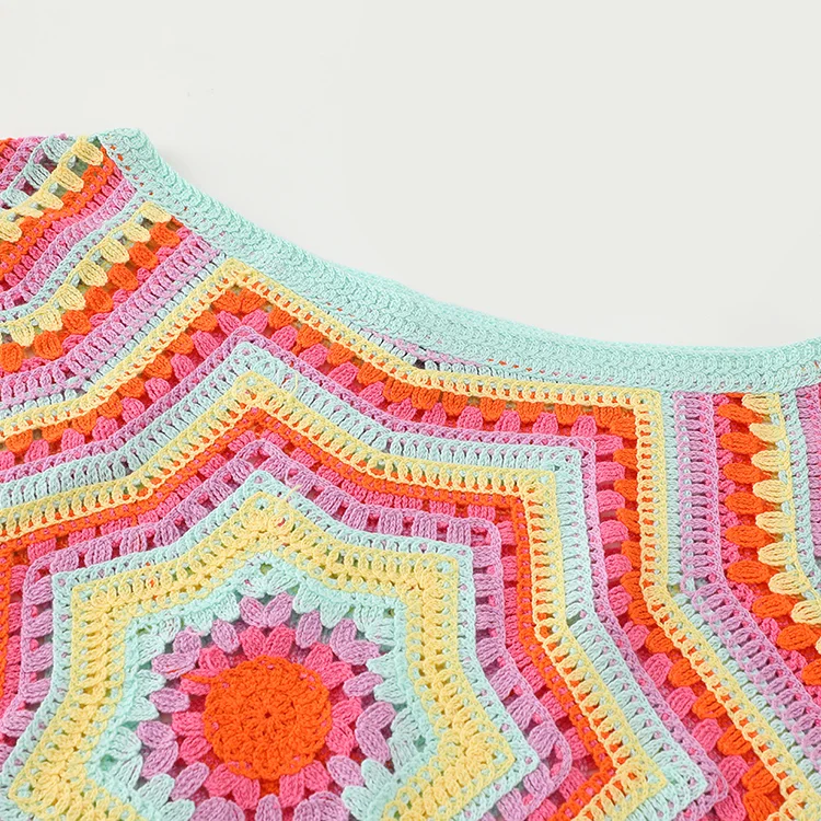 Geo Stripe Crochet Knit Crop Top - FM0102000155