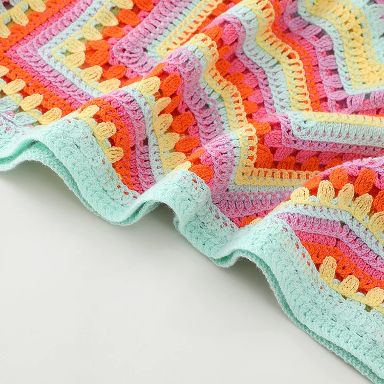 Geo Stripe Crochet Knit Crop Top - FM0102000155