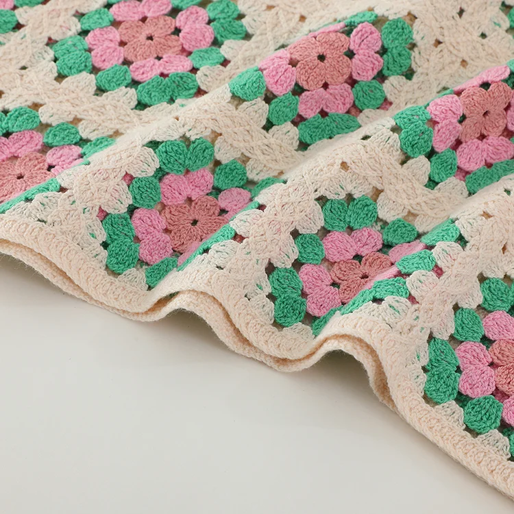 Geo Patchwork Crochet Crop Sweater - FM0102000156