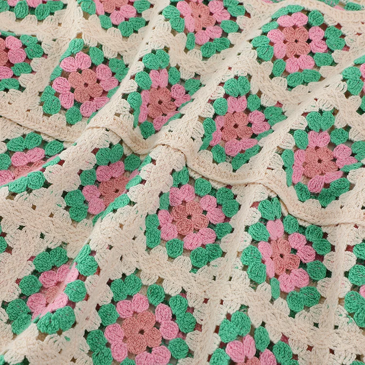 Geo Patchwork Crochet Crop Sweater - FM0102000156