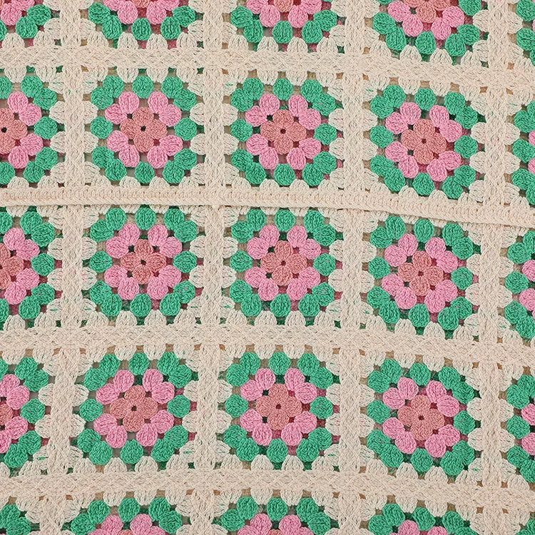 Geo Patchwork Crochet Crop Sweater - FM0102000156