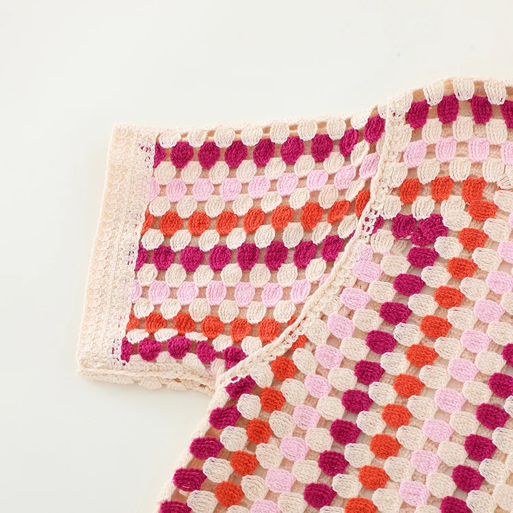 Geometric Color Block Crochet Shirt - FM0102000160