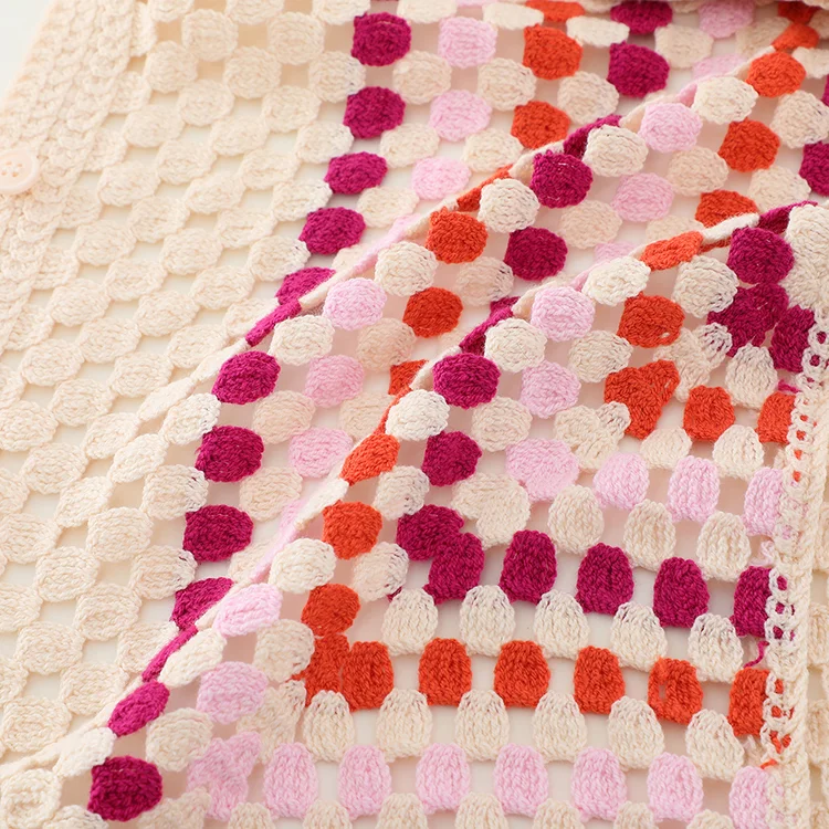 Geometric Color Block Crochet Shirt - FM0102000160