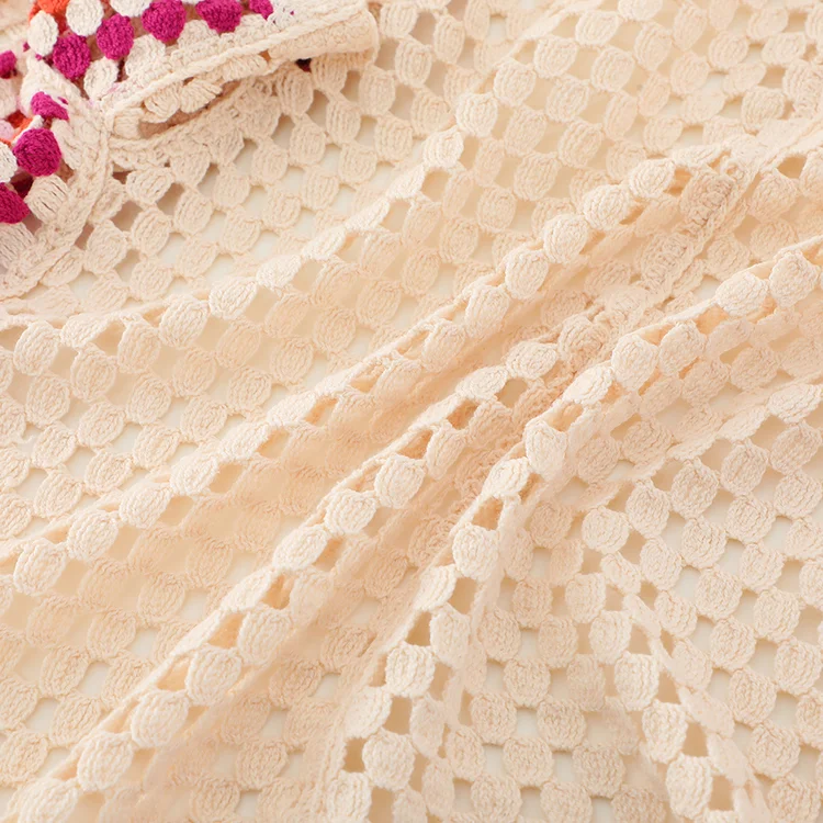 Geometric Color Block Crochet Shirt - FM0102000160