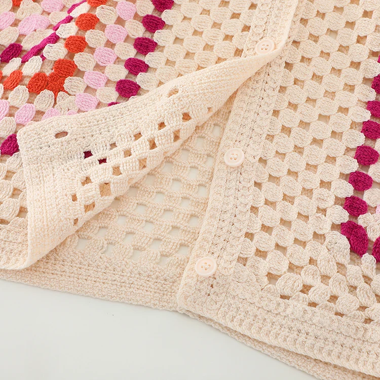 Geometric Color Block Crochet Shirt - FM0102000160