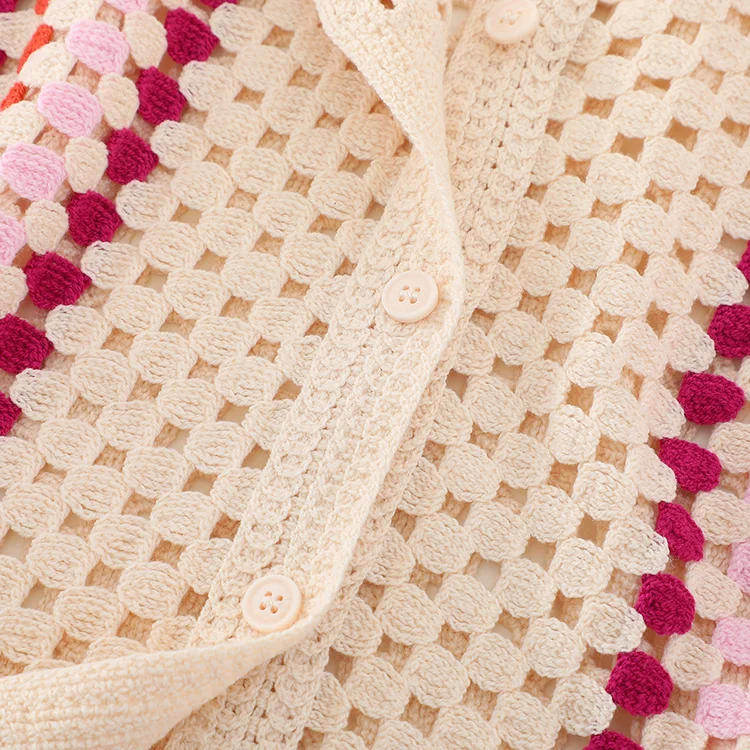 Geometric Color Block Crochet Shirt - FM0102000160