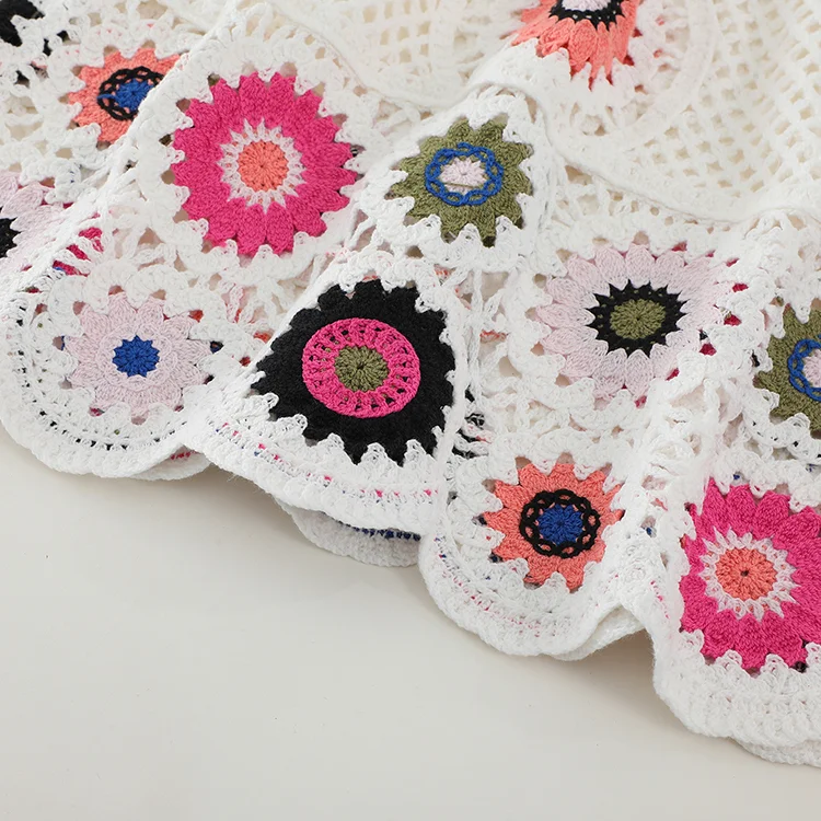 Floral Motif Mesh Crochet Top - FM0102000161