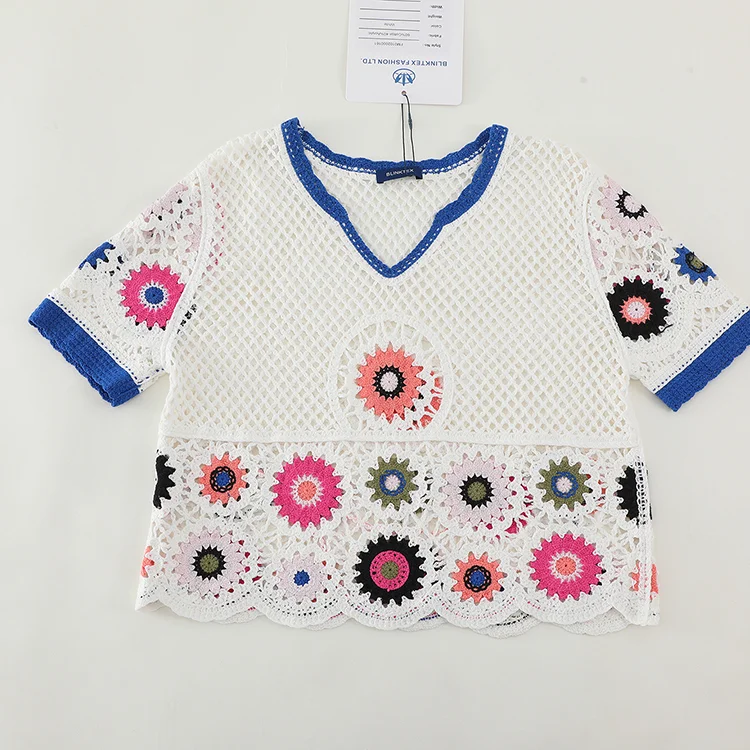 Floral Motif Mesh Crochet Top - FM0102000161