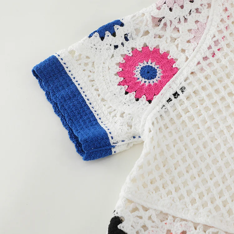 Floral Motif Mesh Crochet Top - FM0102000161