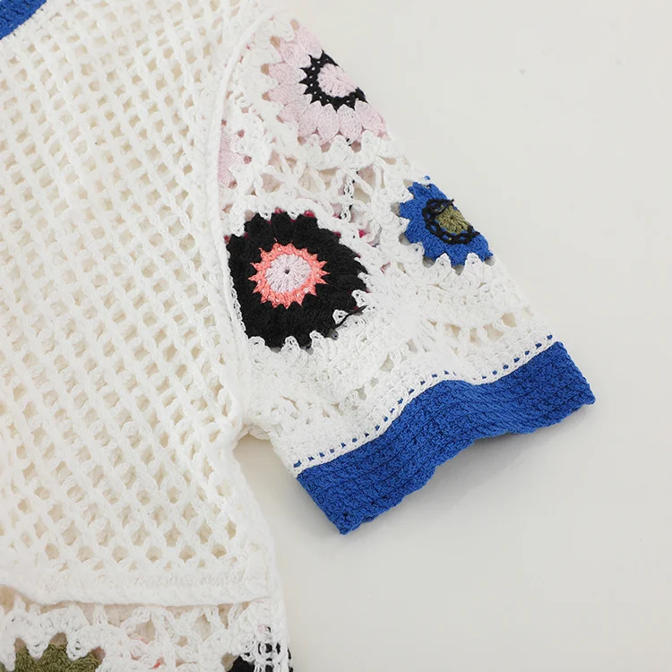 Floral Motif Mesh Crochet Top - FM0102000161
