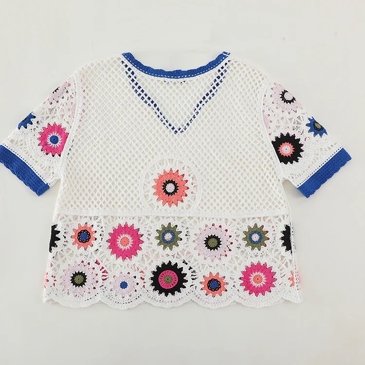 Floral Motif Mesh Crochet Top - FM0102000161