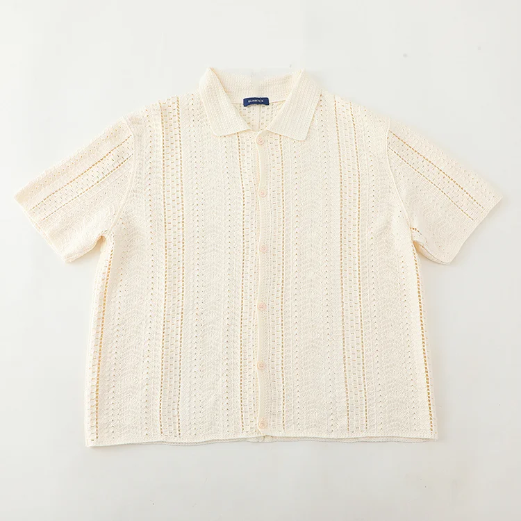 Textured Stripe Knit Polo Shirt - FM0102000162