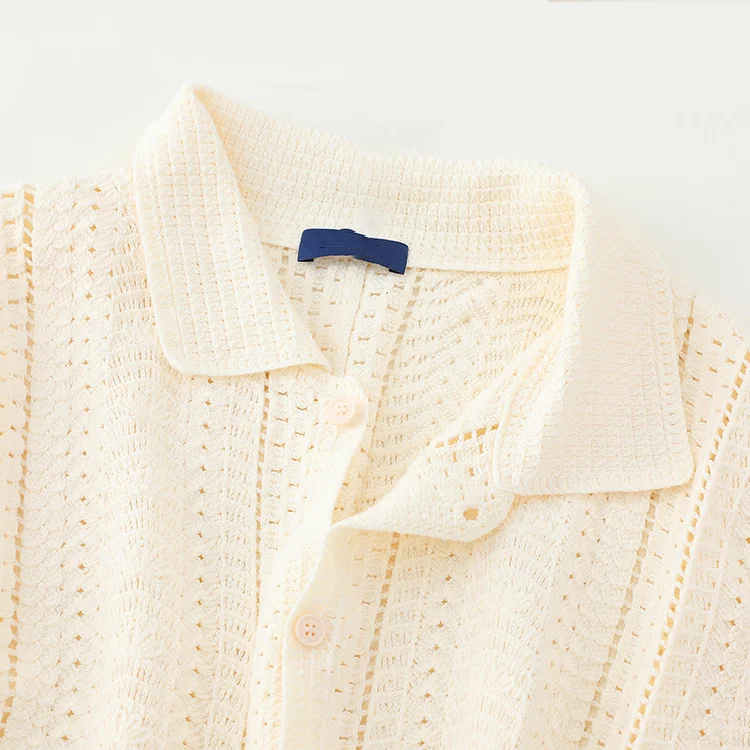 Textured Stripe Knit Polo Shirt - FM0102000162