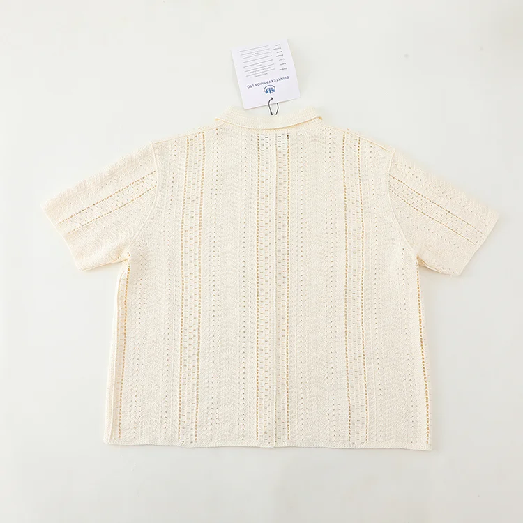 Textured Stripe Knit Polo Shirt - FM0102000162