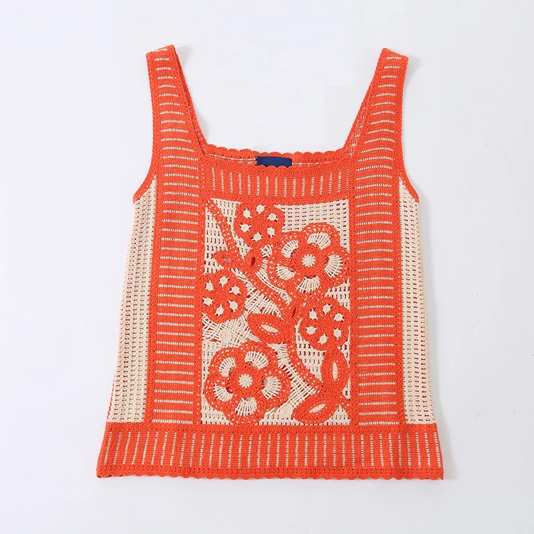 FM0102000169 Retro Floral Crochet Tank Top