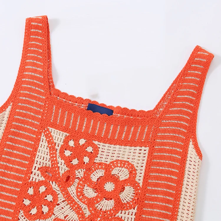FM0102000169 Retro Floral Crochet Tank Top