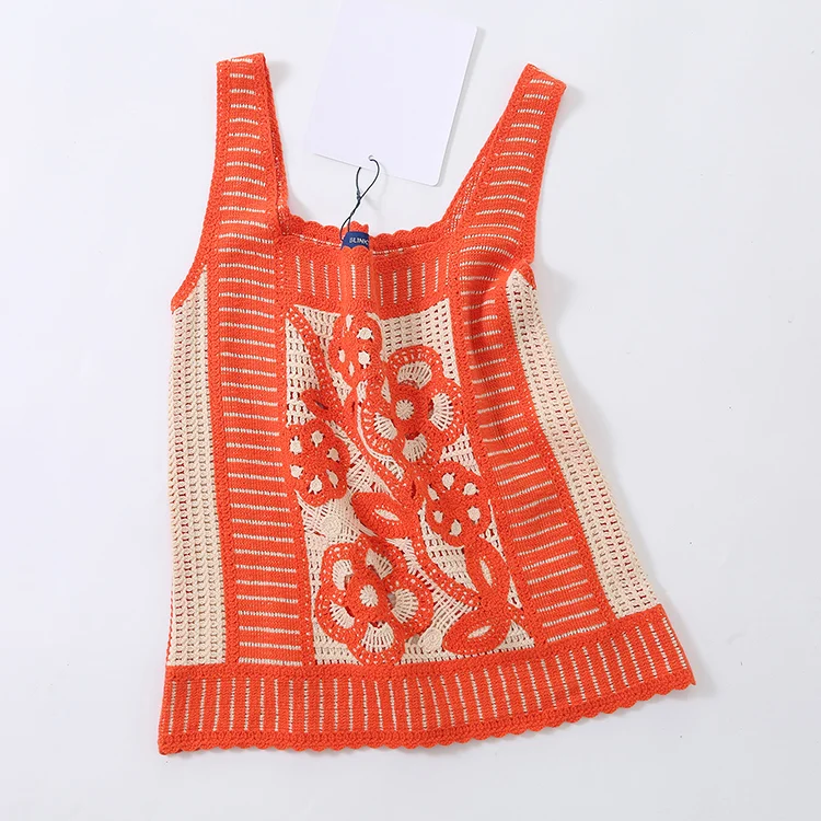 FM0102000169 Retro Floral Crochet Tank Top