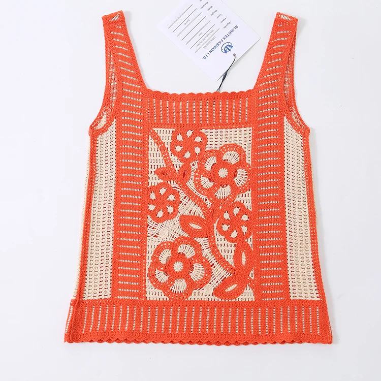 FM0102000169 Retro Floral Crochet Tank Top