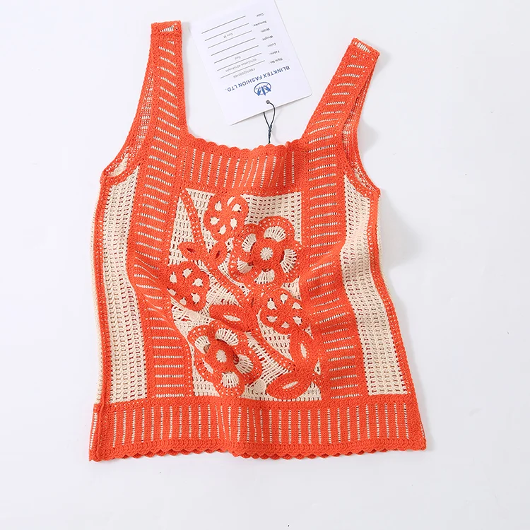 FM0102000169 Retro Floral Crochet Tank Top