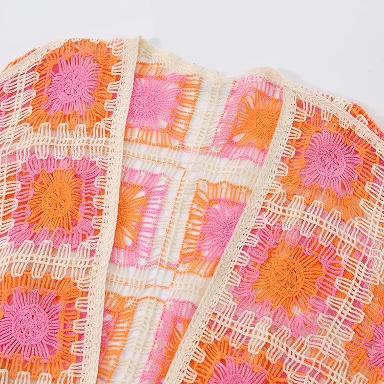 Retro Floral Granny Square Crochet Cardigan - FM0102000170