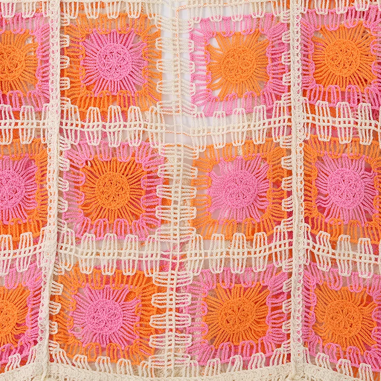 Retro Floral Granny Square Crochet Cardigan - FM0102000170