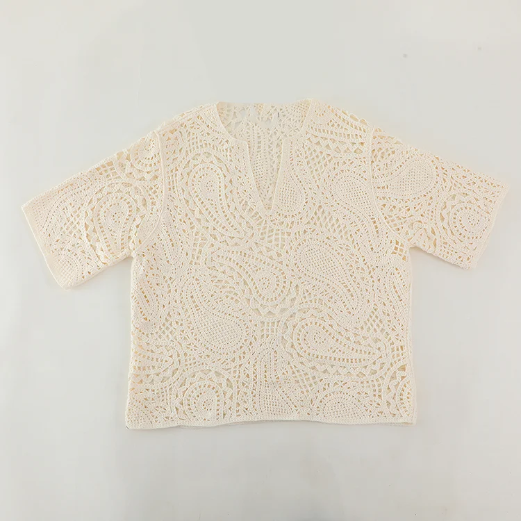 Cream Paisley Crochet Top - FM0102000172