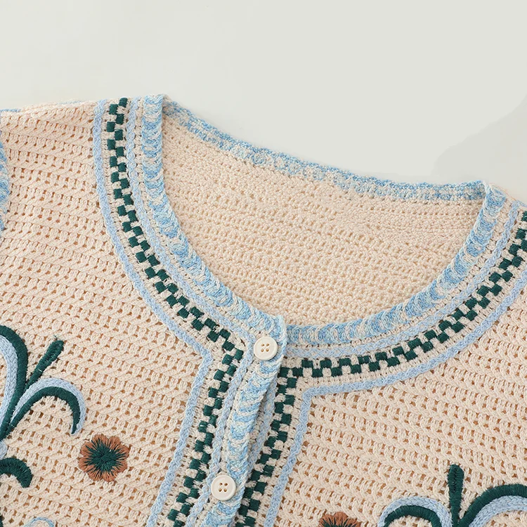 Embroidered Floral Crochet Cardigan - FM0102000173