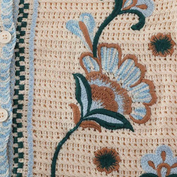 Embroidered Floral Crochet Cardigan - FM0102000173