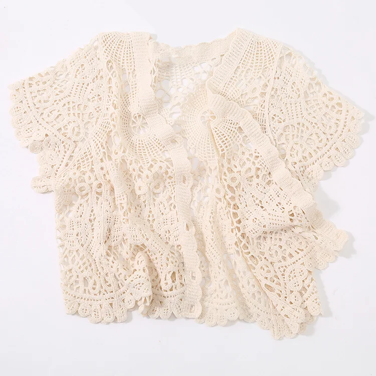 Ivory Floral Crochet Cardigan - FM0102000174
