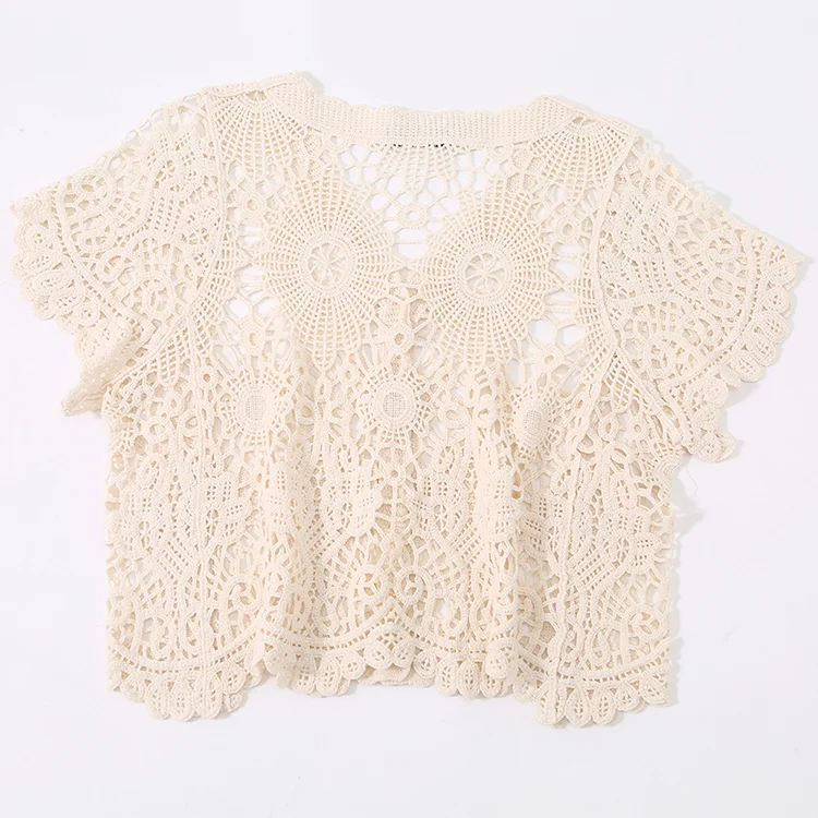 Ivory Floral Crochet Cardigan - FM0102000174