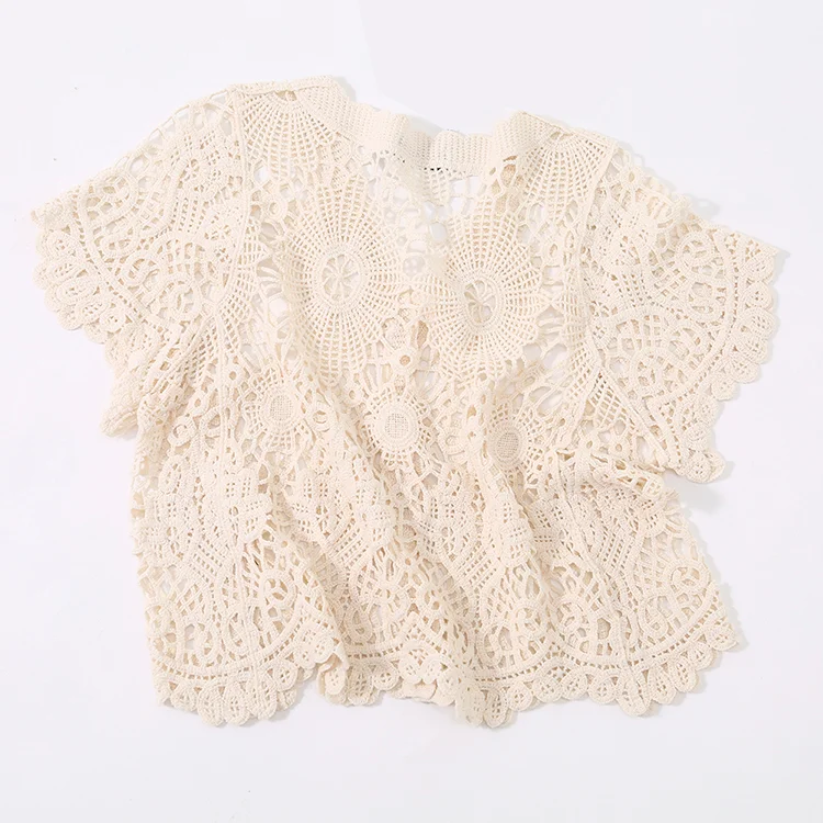 Ivory Floral Crochet Cardigan - FM0102000174