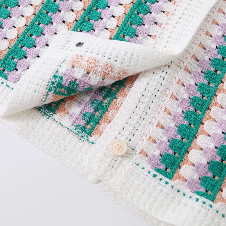 Striped Crochet Polo & Shorts Set - FM0102000186