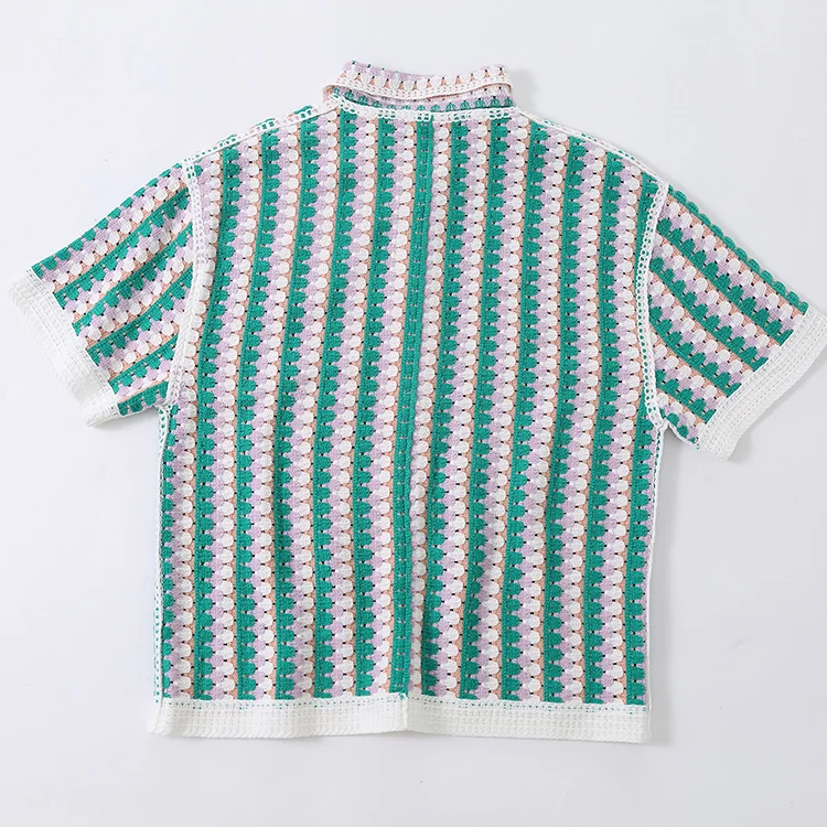Striped Crochet Polo & Shorts Set - FM0102000186