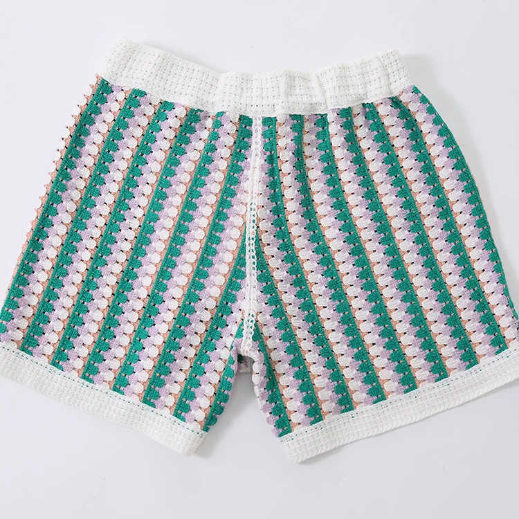 Striped Crochet Polo & Shorts Set - FM0102000186