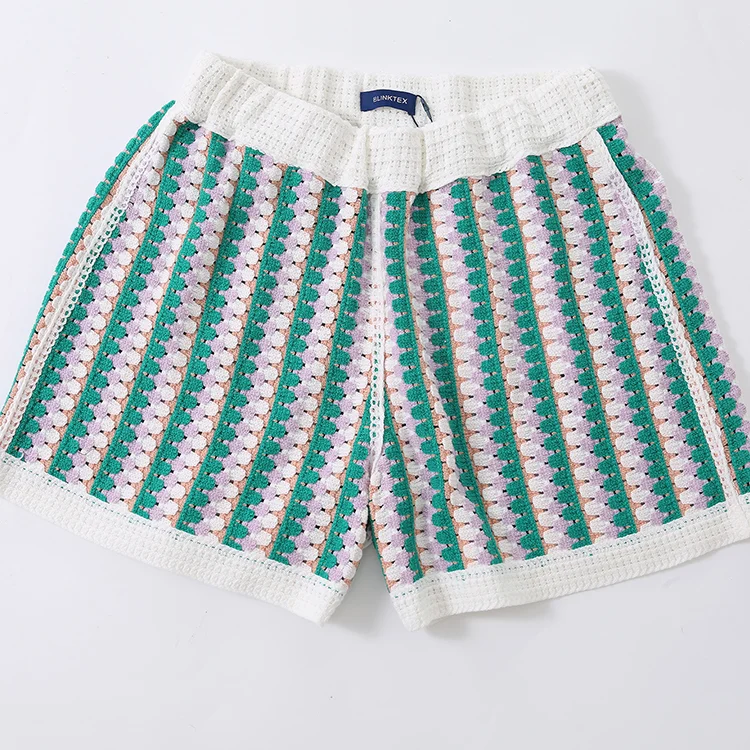 Striped Crochet Polo & Shorts Set - FM0102000186