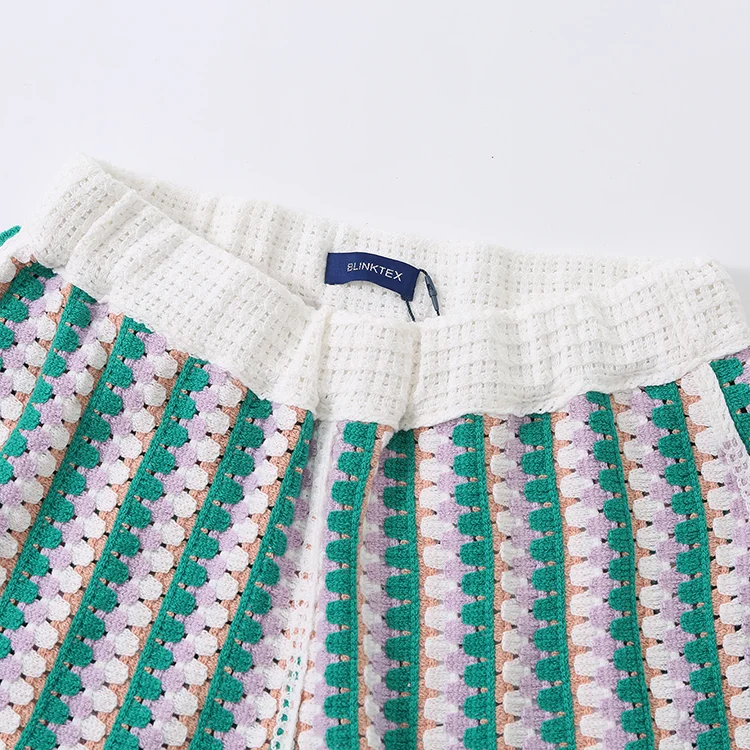 Striped Crochet Polo & Shorts Set - FM0102000186