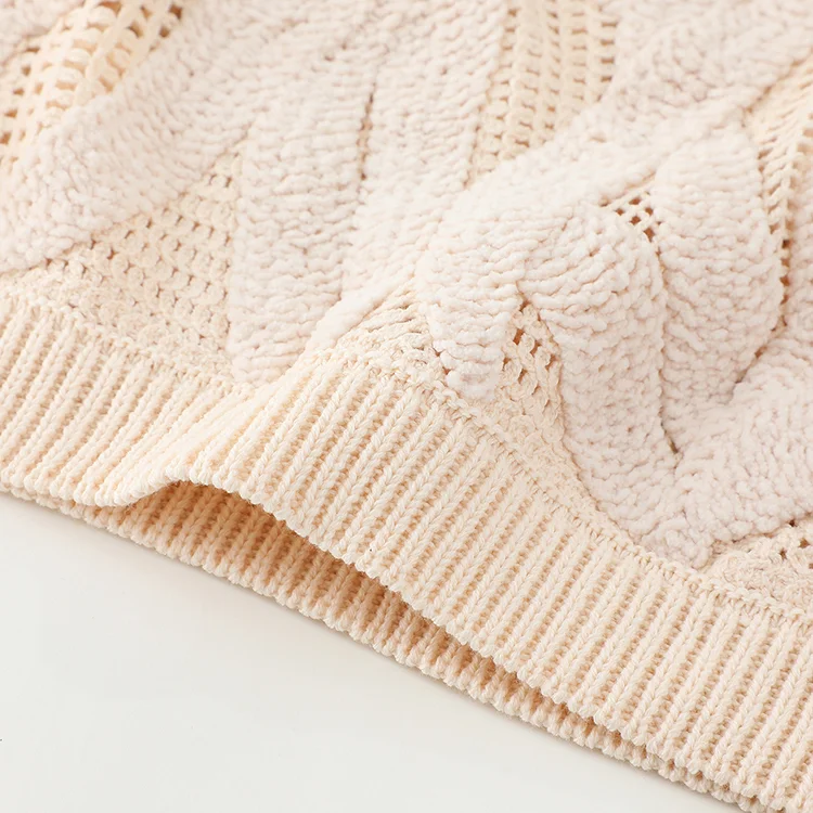 Textured Leaf Motif Crochet Sweater - FM0102000199