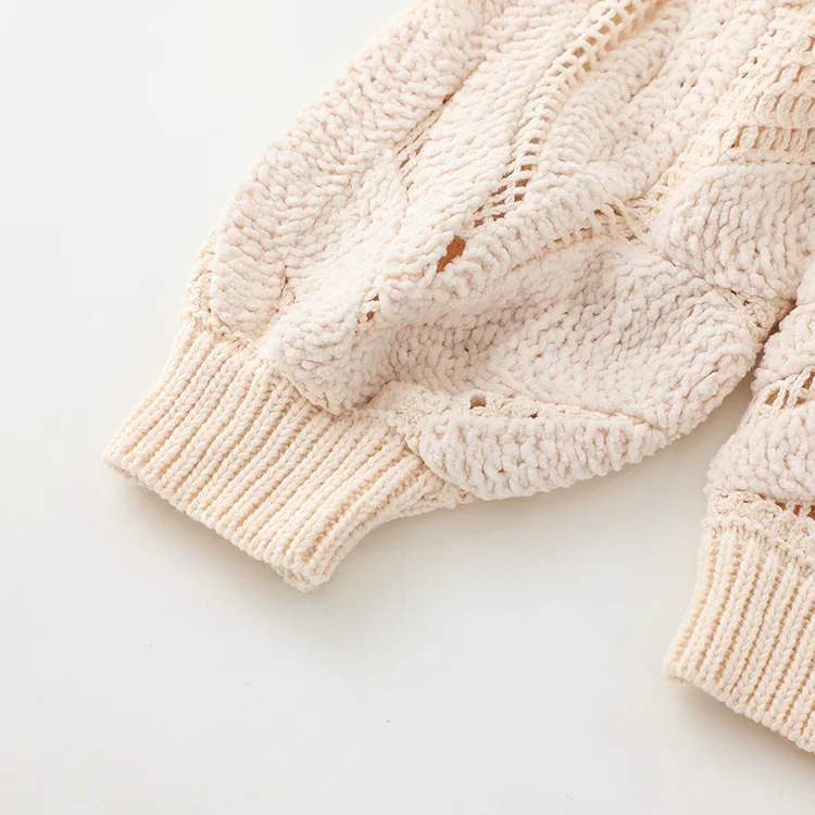 Textured Leaf Motif Crochet Sweater - FM0102000199