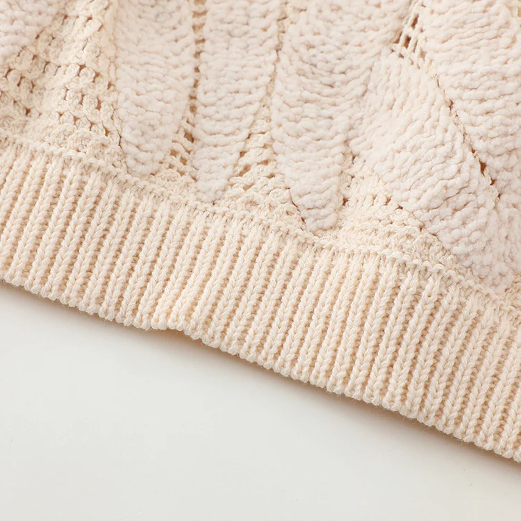 Textured Leaf Motif Crochet Sweater - FM0102000199